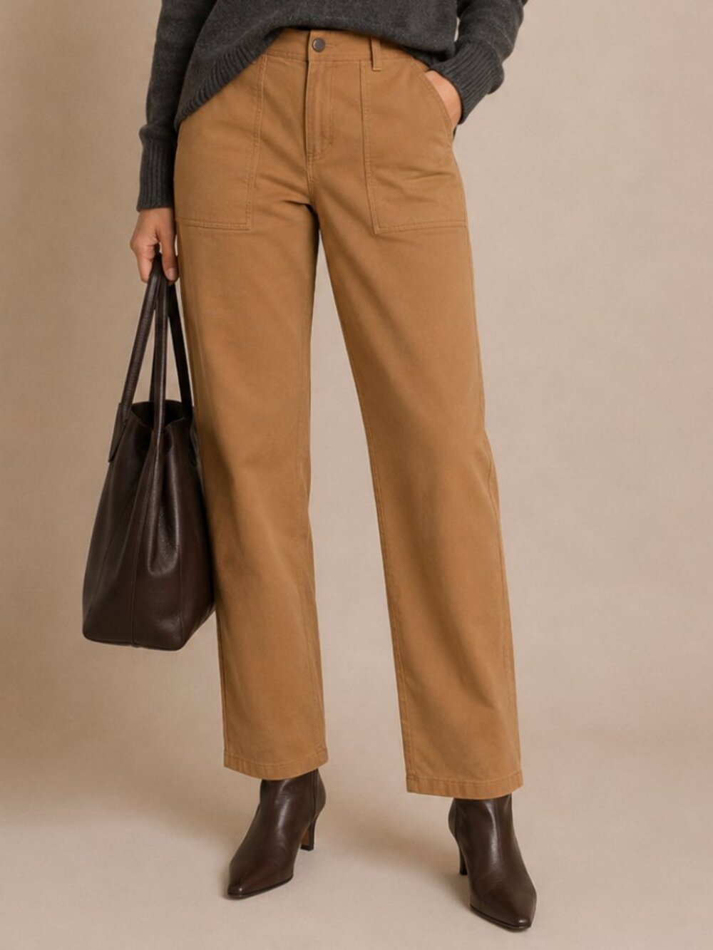 Eileen Fisher Organic Cotton Tan Pants Sz 6